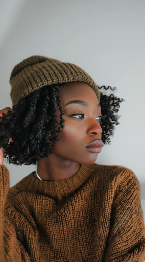 35 Beanie Hairstyles for Black Women: Chic and Cozy Ideas for Every Style 1 beanie over natural twists