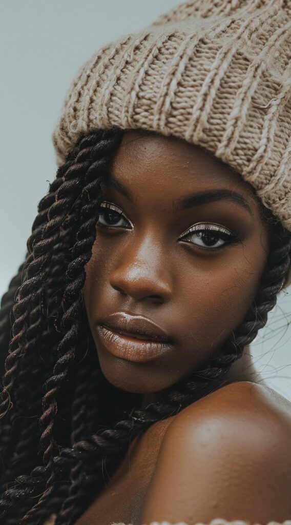 35 Beanie Hairstyles for Black Women: Chic and Cozy Ideas for Every Style 19 beanie over senegalese twists