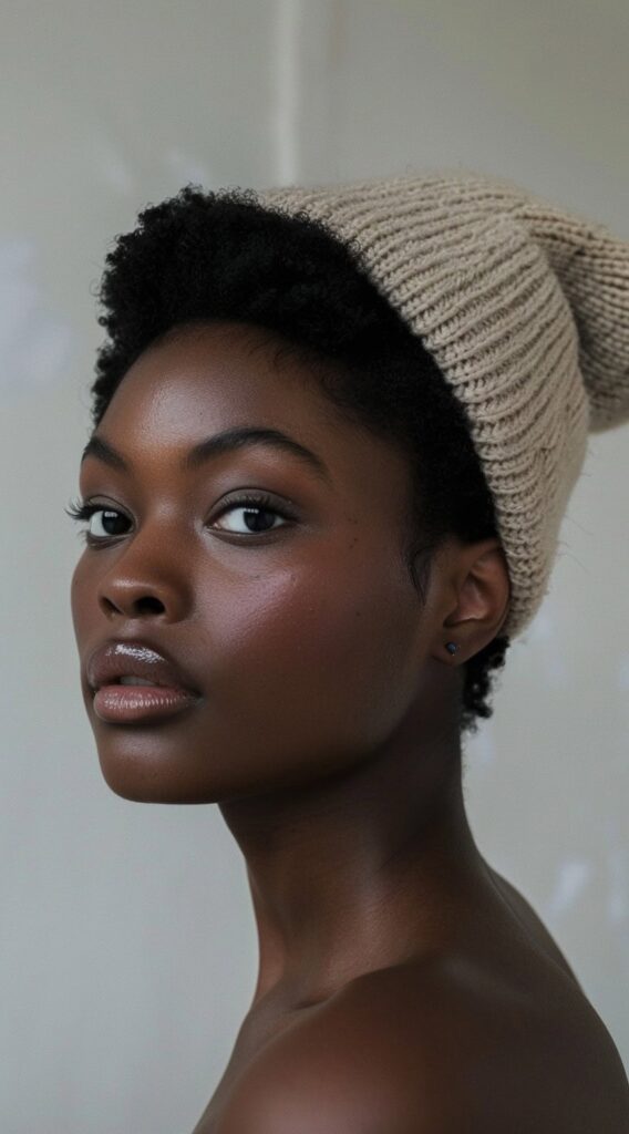 35 Beanie Hairstyles for Black Women: Chic and Cozy Ideas for Every Style 2 beanie over teeny weeny afro