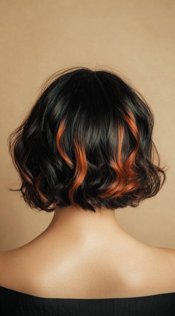 27 Inspiring Black Hair with Brown Highlights Ideas 13 bob cut with copper brown accents