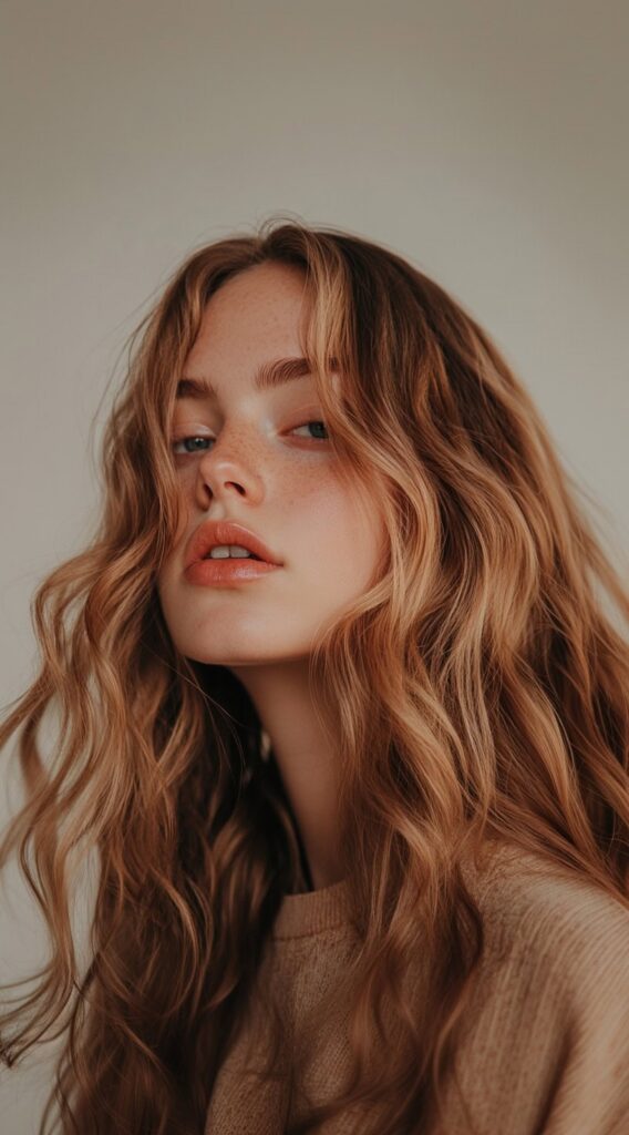 Warm Caramel Balayage with Honey Highlights: 17 Stunning Hairstyle Ideas to Enhance Your Look 13 boho inspired loose waves with honey caramel highlights
