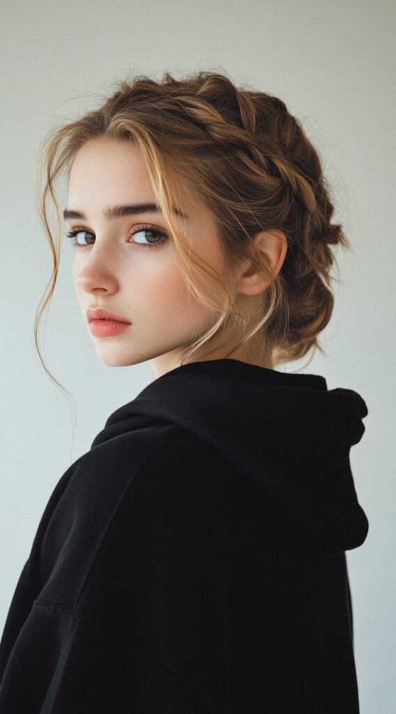 19 Hoodie Hairstyles to Try: Easy and Stylish Ideas for Every Hair Type 9 braided crown updo