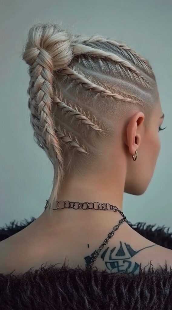 19 Viking Hairstyles for Women with Short Hair 19 braided mohawk bun