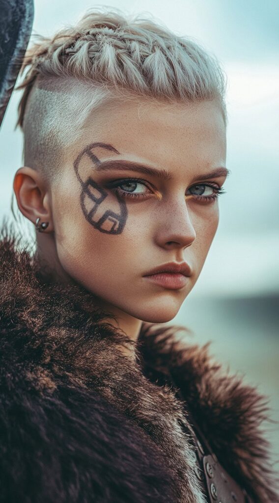19 Viking Hairstyles for Women with Short Hair 4 braided mohawk with shaved sides