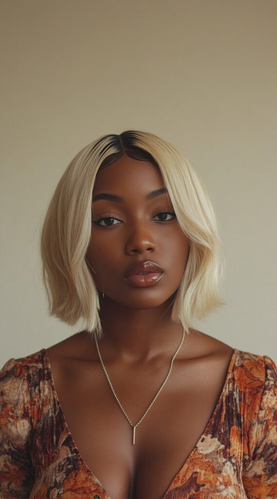 29 Modern Blonde Bob Hairstyles 8 center parted blonde bob with soft layers