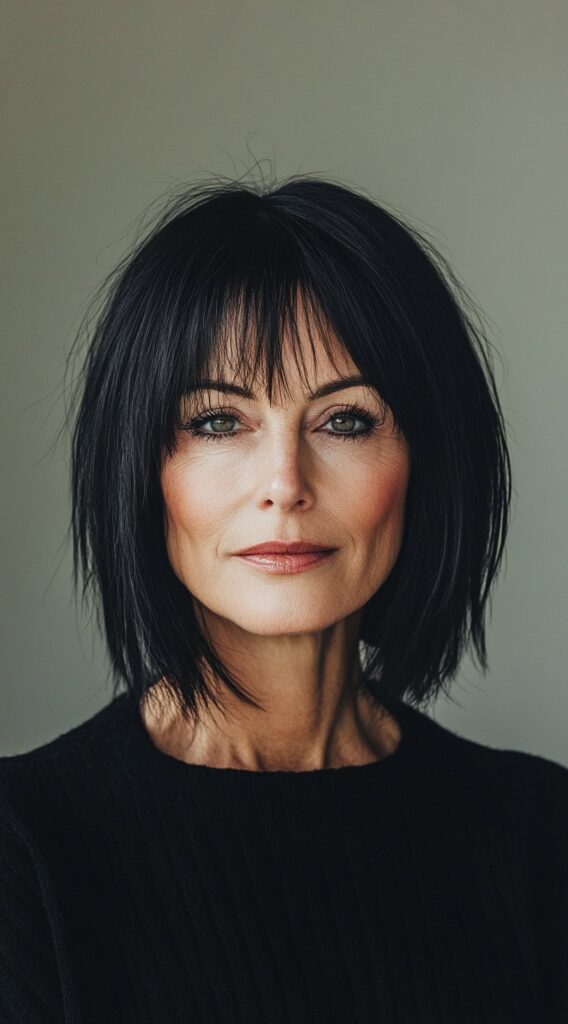 27 Chic Bob Hairstyles with Bangs: Fresh Ideas for a Modern and Flattering Look 19 choppy bob with textured bangs