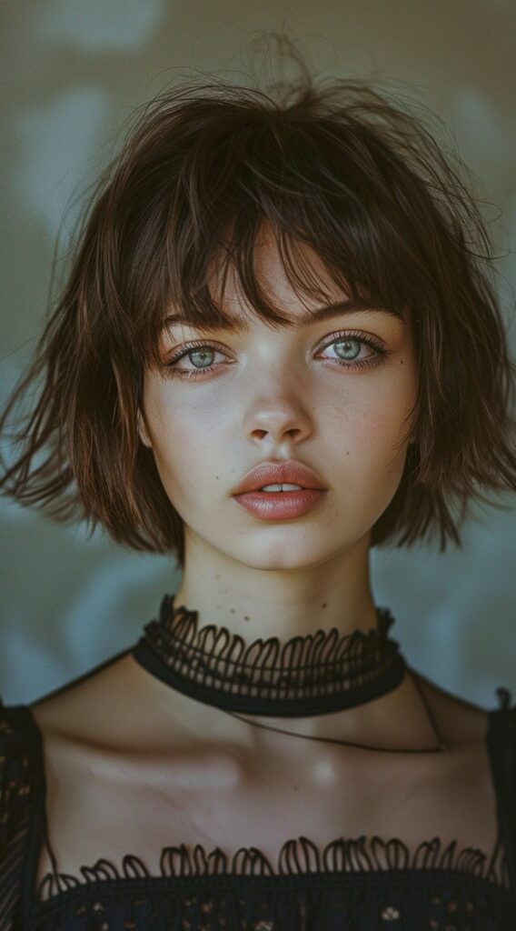 24 Short Hairstyles with Wispy Bangs: Trendy Ideas You’ll Love 21 choppy bob with wispy bangs