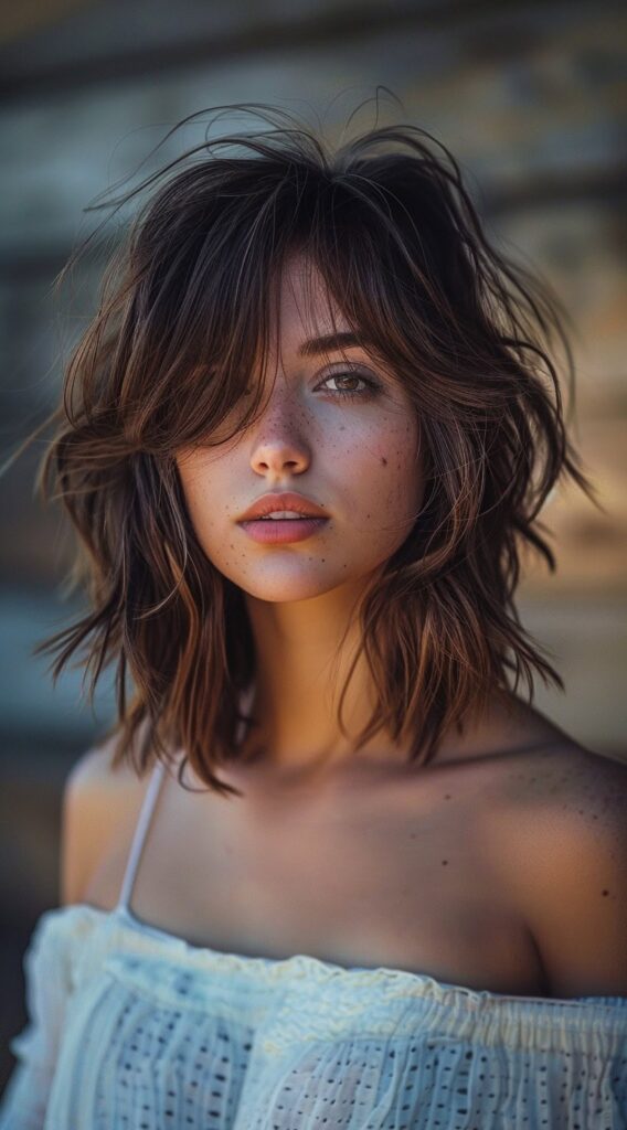 15 Lob Hairstyles for Thick Hair: Modern Ideas to Refresh Your Style 4 choppy lob with soft fringes