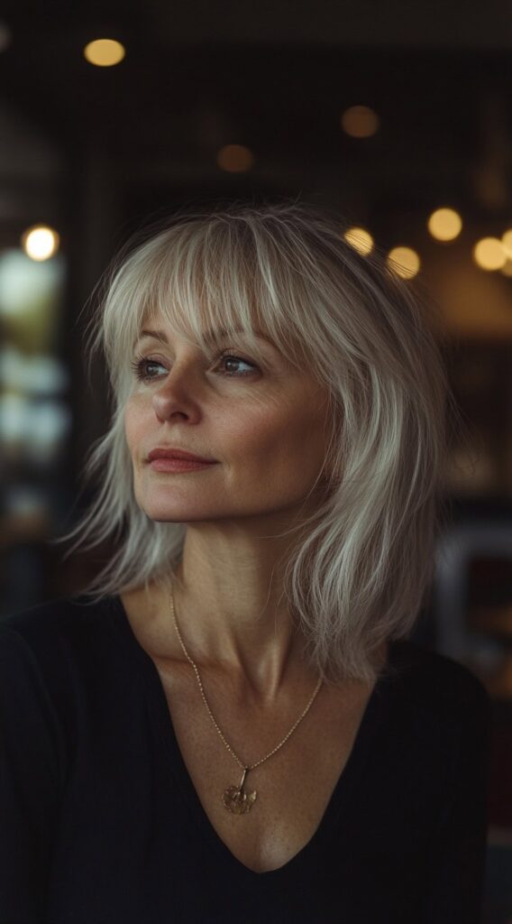 19 Flawless Fine Hair with Bangs Hairstyles 3 classic long bob with feathered bangs