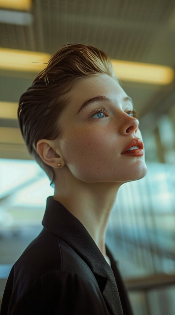 29 Airport Hairstyles for Short Hair: Trendy and Easy Ideas for Travel 3 classy slicked back pixie