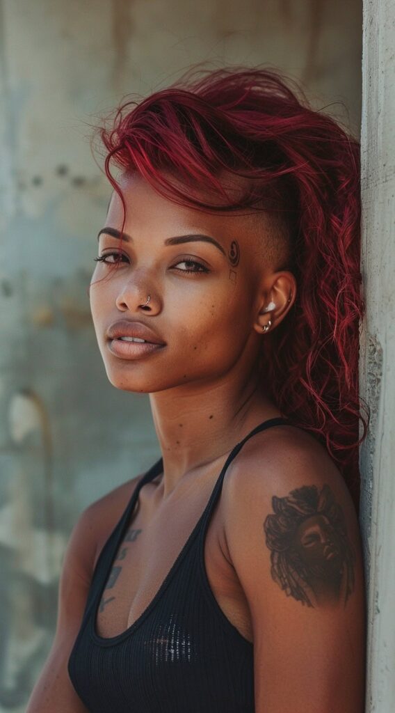 17 One Side Shaved Hairstyles for Black Women That Scream Confidence and Style 13 colored one side shave
