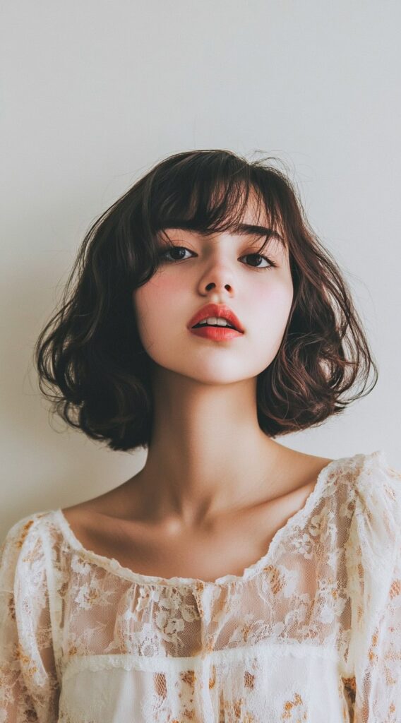 27 Chic Bob Hairstyles with Bangs: Fresh Ideas for a Modern and Flattering Look 5 curled bob with feathered bangs