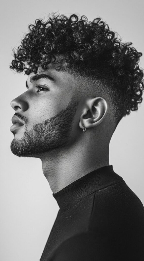 23 Curly Hairstyles for Men with Fade: Bold and Stylish Ideas for Every Curl Type 18 curly fade with defined beard