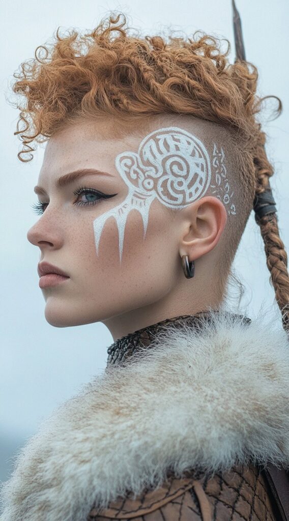 19 Viking Hairstyles for Women with Short Hair 6 curly mohawk with braided hair extension