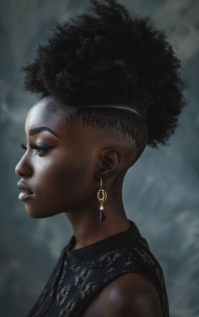 Shaved Sides with Ponytail for Black Women: 27 Stylish and Bold Ideas for Your Next Look 27 curly mohawk with shaved sides