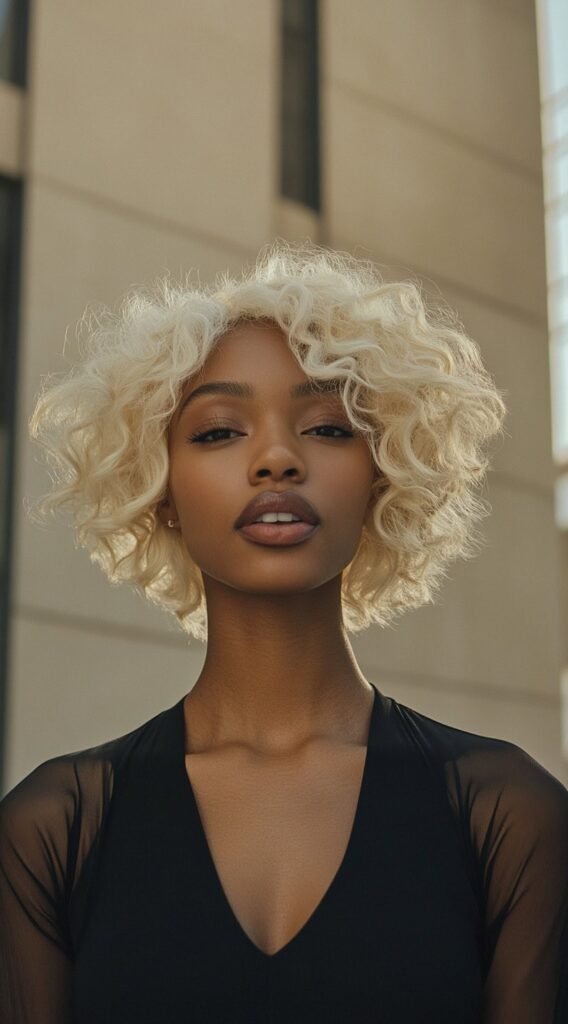 29 Modern Blonde Bob Hairstyles 26 curly platinum blonde bob