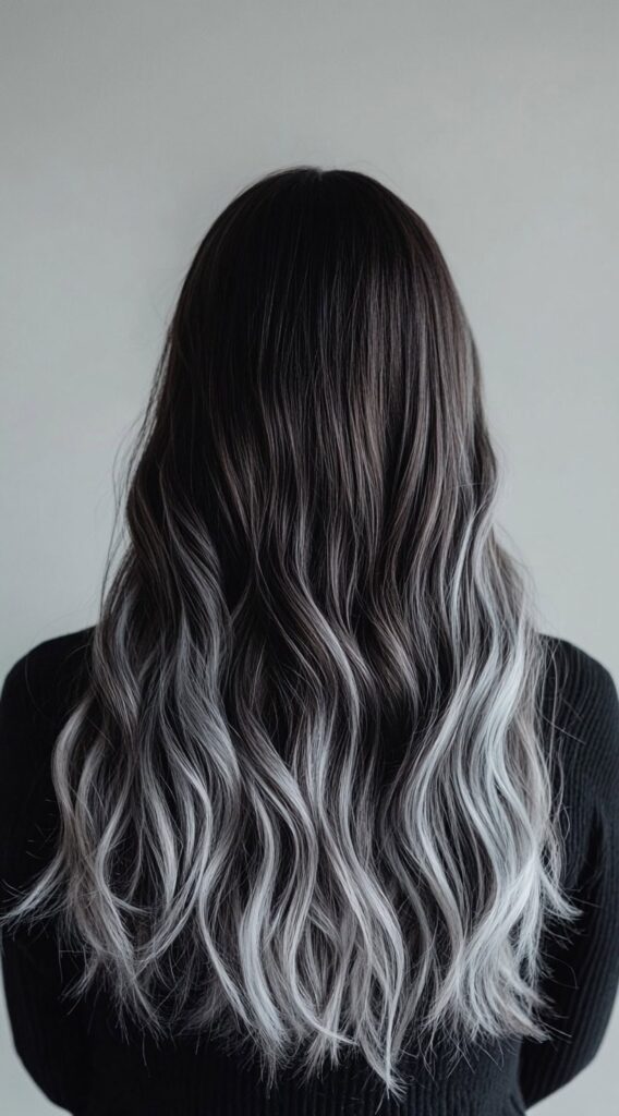 24 Winter Balayage Ideas for Brunettes: Subtle and Bold Hairstyles for a Fresh Winter Glow 17 dark ash brunette with silver balayage waves