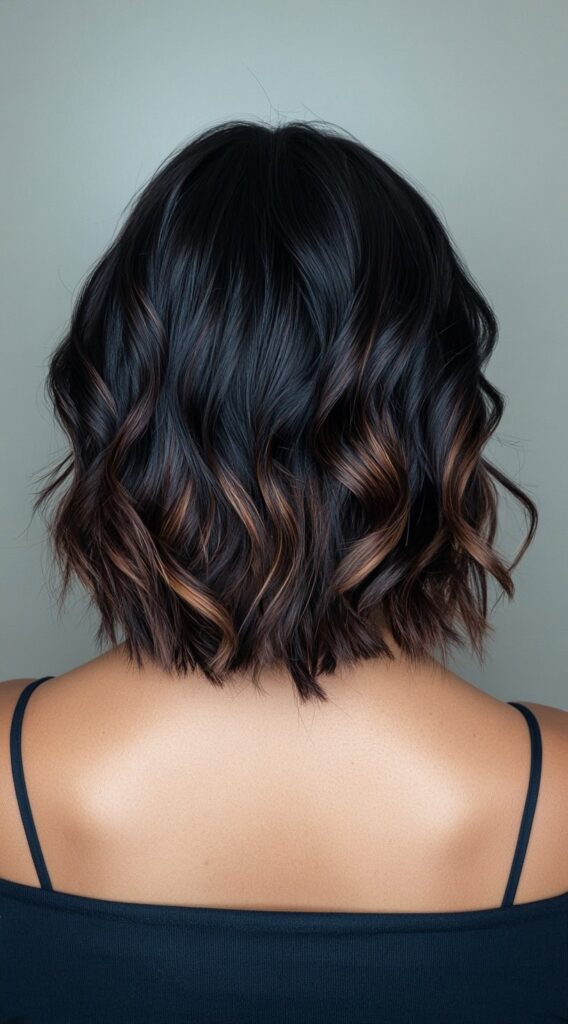 17 Dark Caramel Balayage Ideas: Transform Your Look with Stunning Hair Color Combinations 4 dark caramel balayage on a textured lob