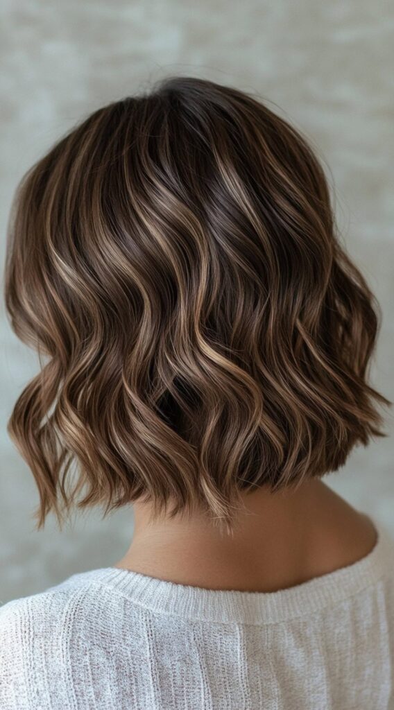 17 Dark Caramel Balayage Ideas: Transform Your Look with Stunning Hair Color Combinations 9 dark caramel balayage on short wavy bob