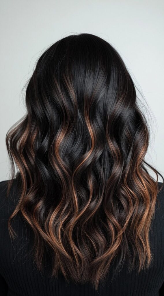 17 Dark Caramel Balayage Ideas: Transform Your Look with Stunning Hair Color Combinations 13 dark caramel balayage on textured waves