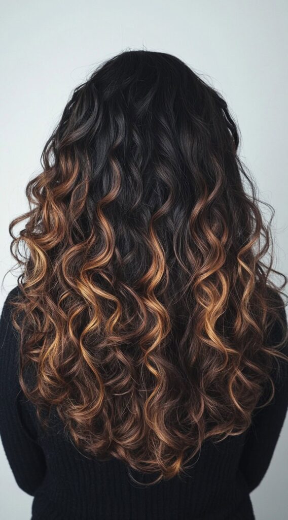 17 Dark Caramel Balayage Ideas: Transform Your Look with Stunning Hair Color Combinations 7 dark caramel balayage on tight curls