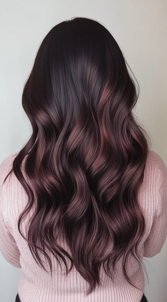 24 Winter Balayage Ideas for Brunettes: Subtle and Bold Hairstyles for a Fresh Winter Glow 12 dark cherry brunette waves with subtle red balayage