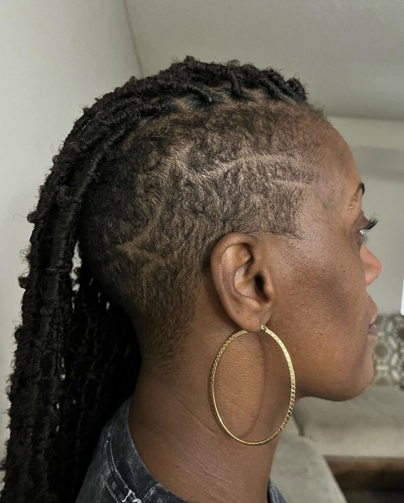 17 One Side Shaved Hairstyles for Black Women That Scream Confidence and Style 4 distressed soft locs