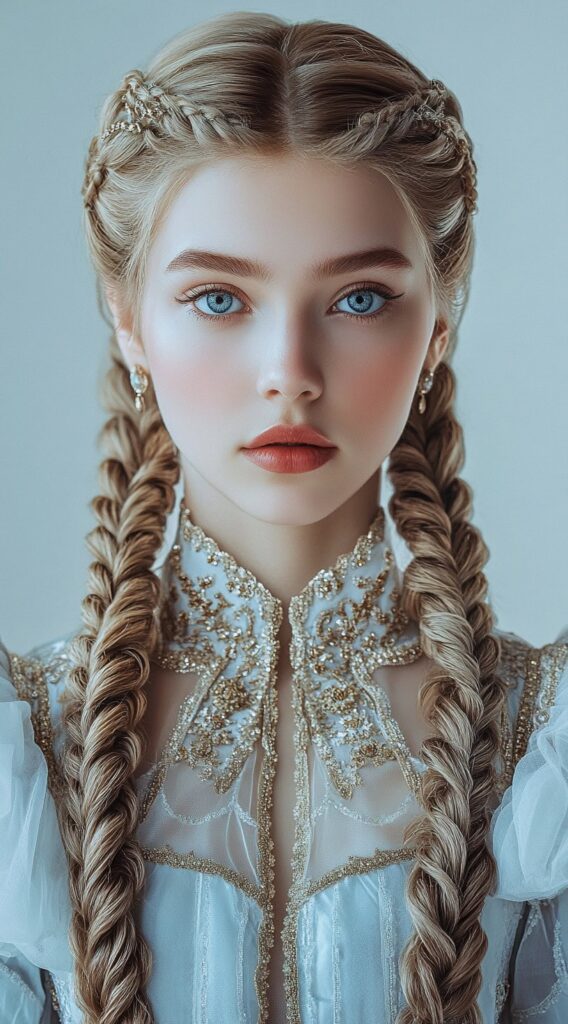 25 Dreamy Princess Hairstyles: Gorgeous Ideas for Your Next Big Event 11 double dutch braids with ornate accessories