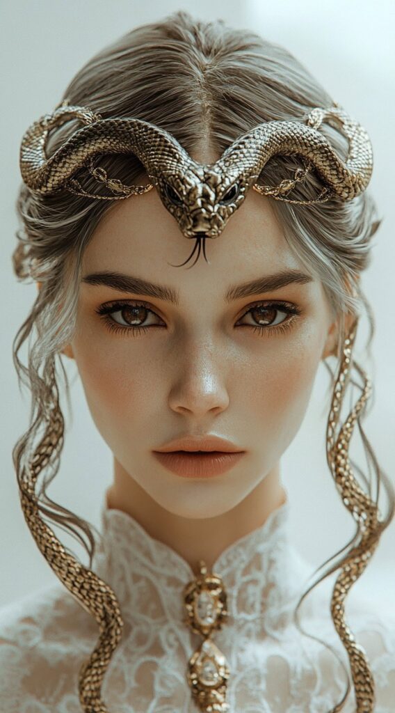 17 Medusa Hair Ideas 8 dual serpent crown with loose tendrils
