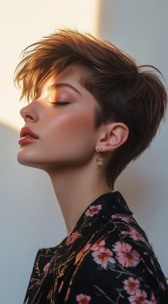 23 New Year’s Hairstyles for Short Hair 15 edgy pixie cut with long bangs