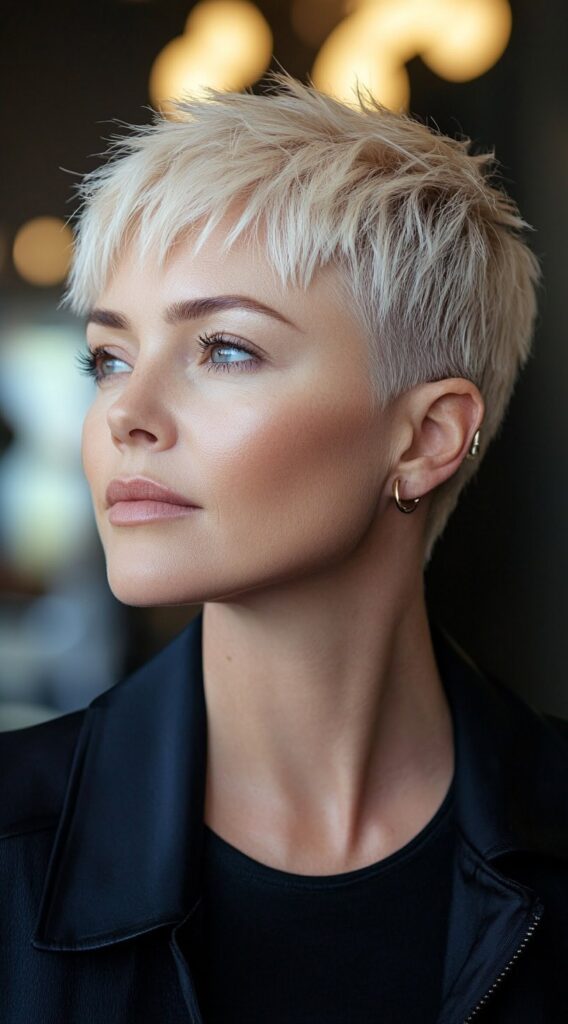 19 Flawless Fine Hair with Bangs Hairstyles 15 edgy platinum pixie with choppy layers