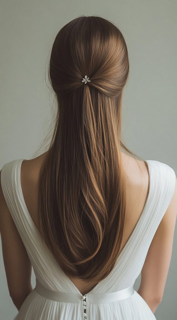 23 Formal Hairstyles for Long Hair: Elegant Ideas for Every Occasion 23 elegant half up twist with barrette