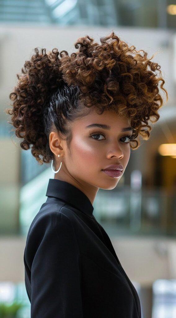 17 Airport Hairstyles for Curly Hair: Stay Cute on the Go and Travel in Style 4 faux mohawk