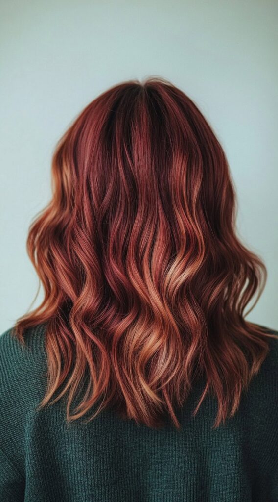 17 Dark Caramel Balayage Ideas: Transform Your Look with Stunning Hair Color Combinations 6 fiery red waves with caramel balayage