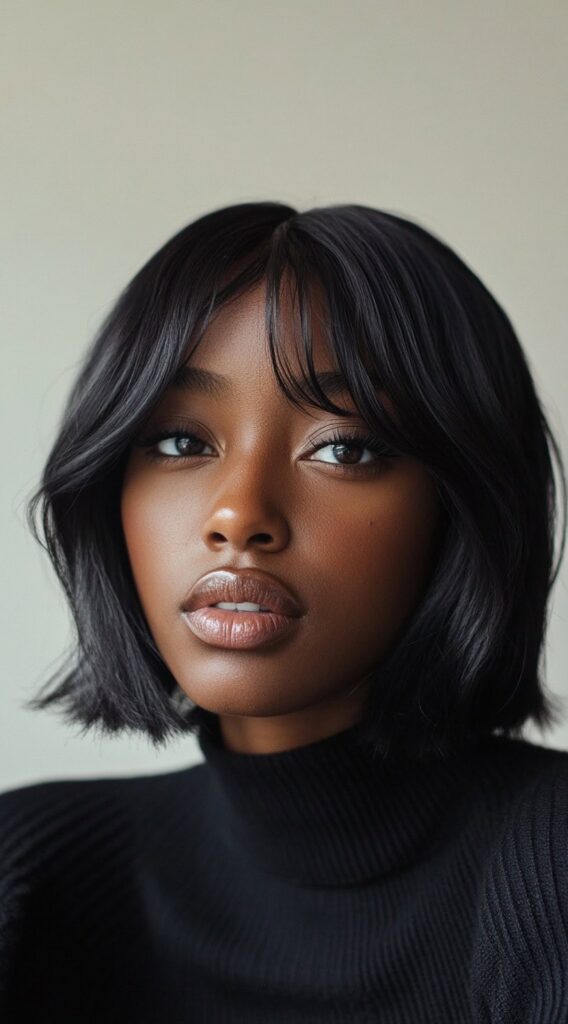 27 Chic Bob Hairstyles with Bangs: Fresh Ideas for a Modern and Flattering Look 18 fluffy bob with long bangs