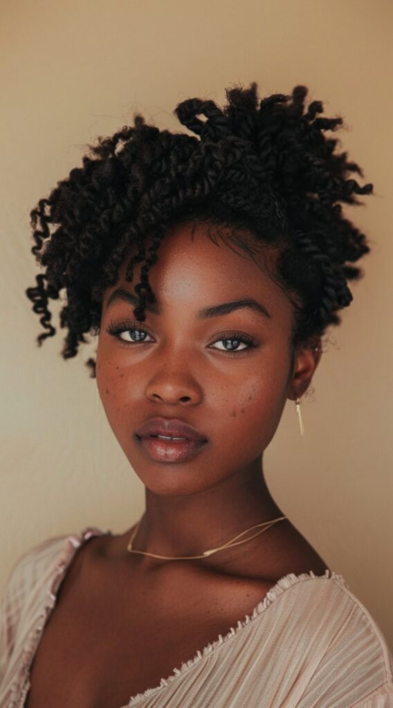 21 Stunning Short Crochet Twist Hairstyles 16 fluffy crochet twists updo