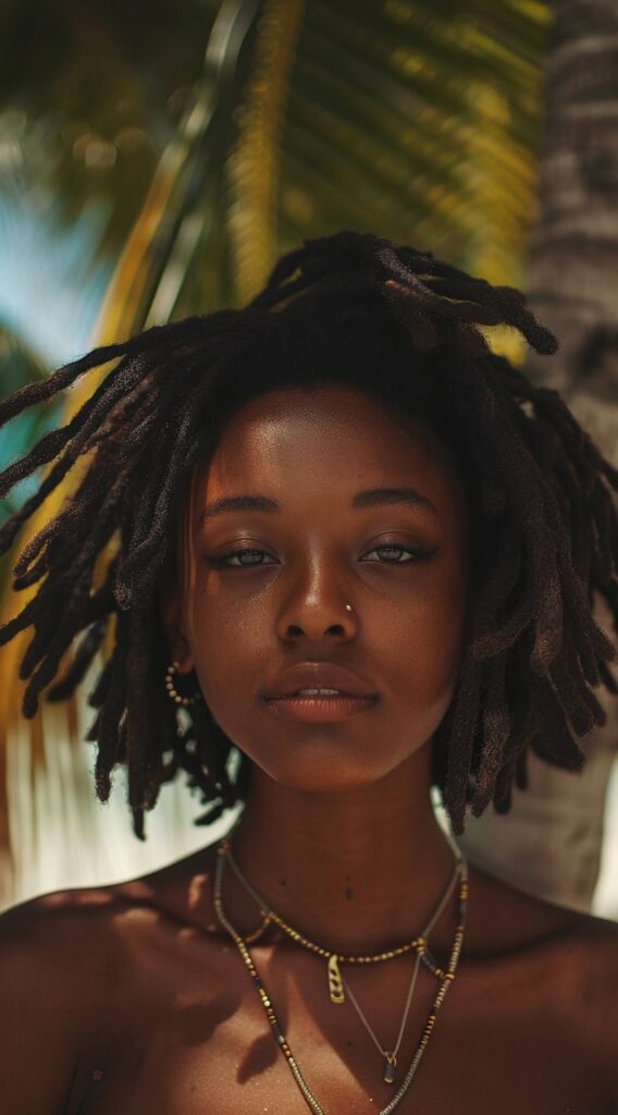 10 Vacation Hairstyles for Black Women: Stunning Ideas for Your Next Getaway 3 freeform short dreadlocks ideal for the beach