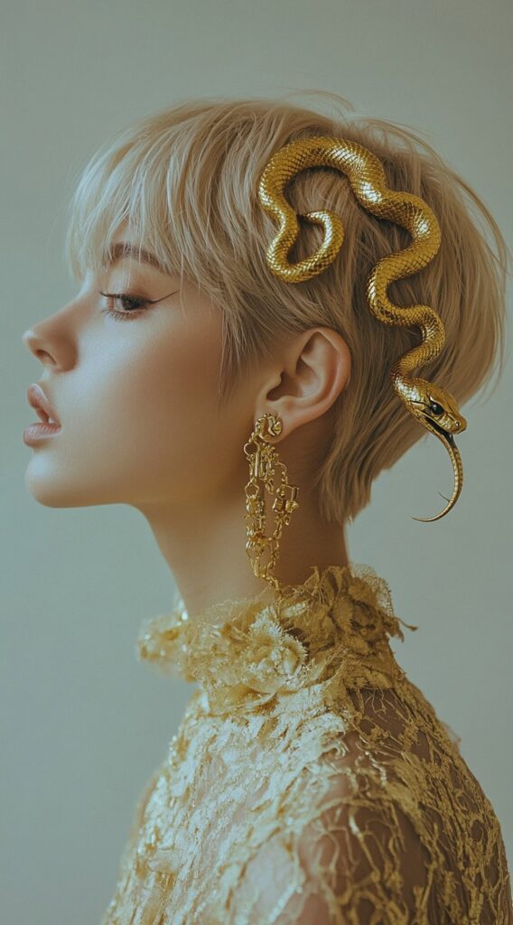 17 Medusa Hair Ideas 10 golden snake short cut