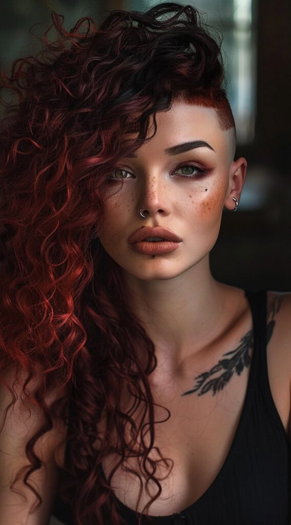 10 Long Curly Hair with Undercut Women Hairstyles: Stunning Ideas to Transform Your Look 10 gradient colored hair with half dyed undercut