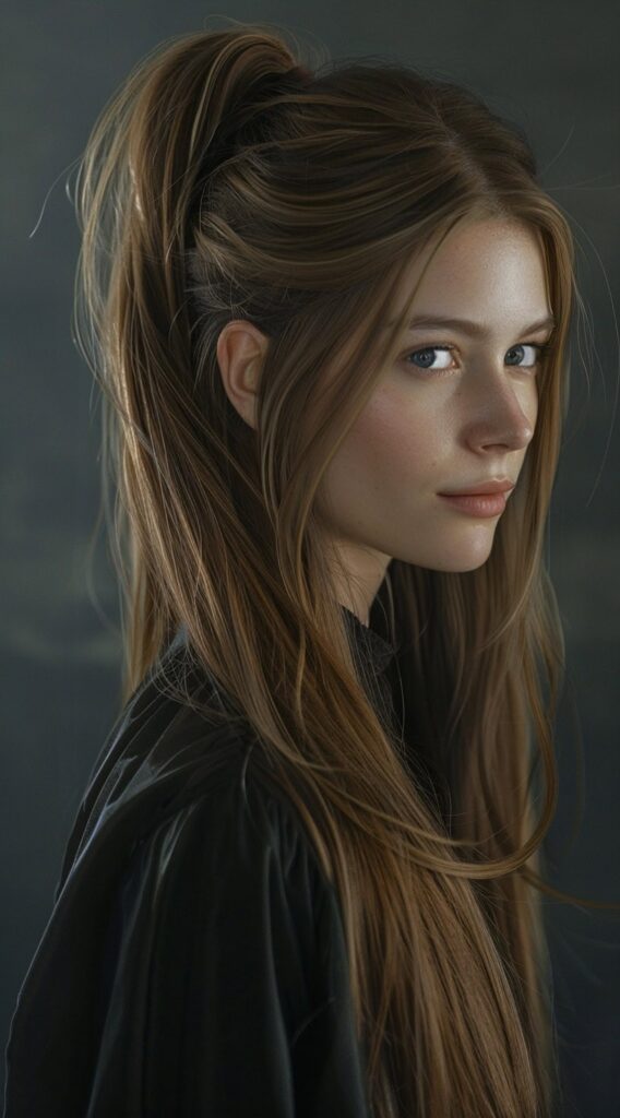 27 Long Hairstyles With Layers 7 half up half down withponytail and layers