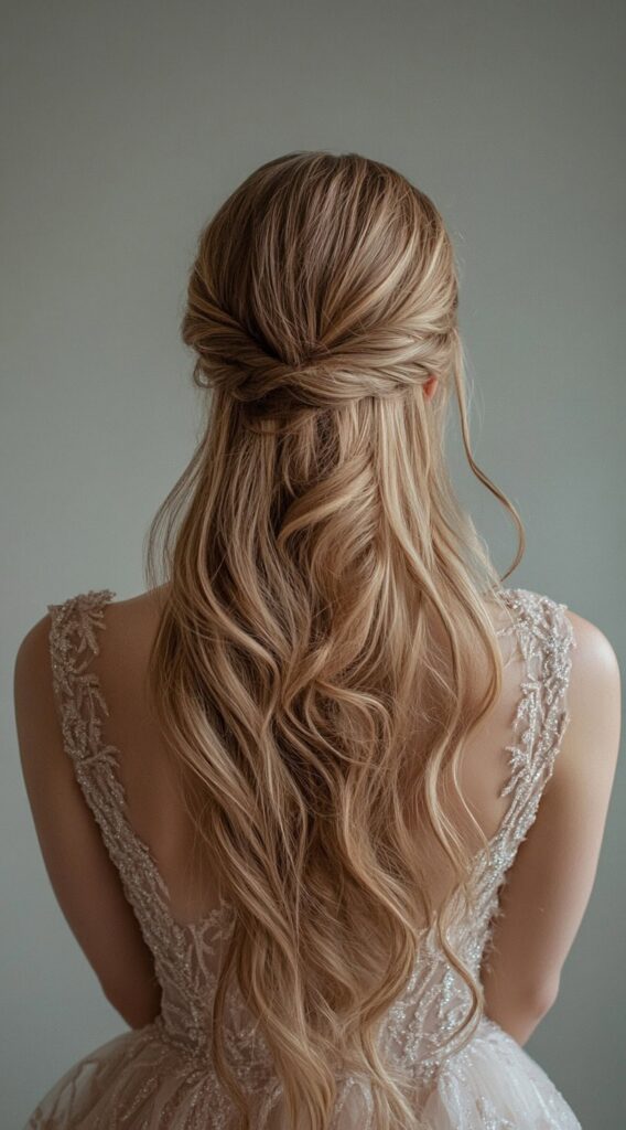23 Formal Hairstyles for Long Hair: Elegant Ideas for Every Occasion 15 half up twisted waves