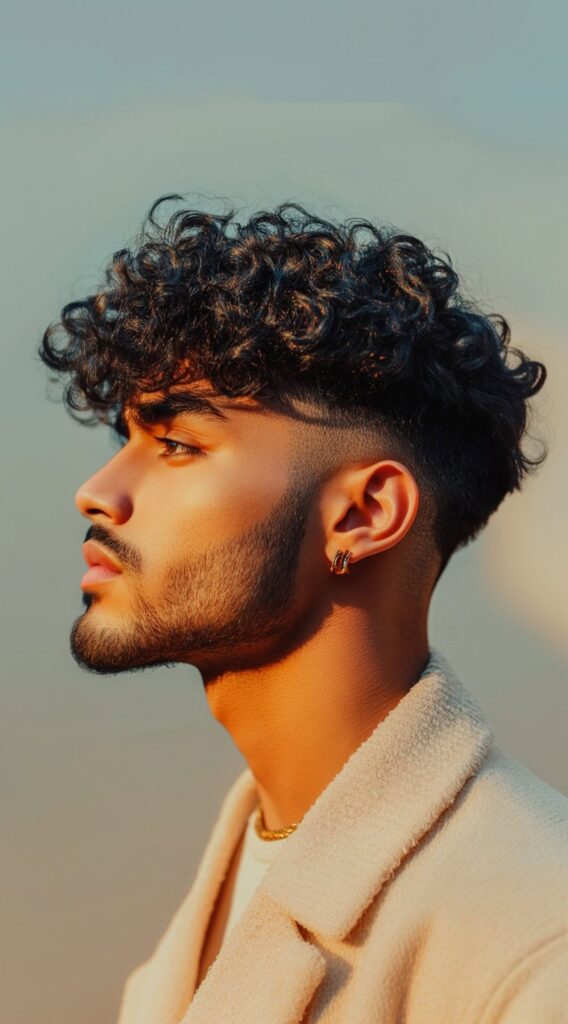 23 Curly Hairstyles for Men with Fade: Bold and Stylish Ideas for Every Curl Type 6 high fade with voluminous curls