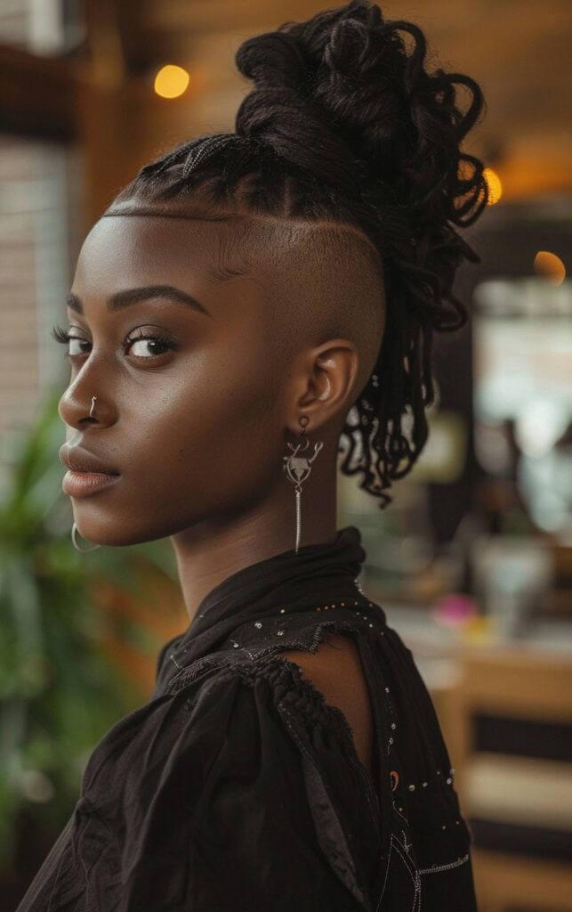 Shaved Sides with Ponytail for Black Women: 27 Stylish and Bold Ideas for Your Next Look 18 high ponytail with voluminous top