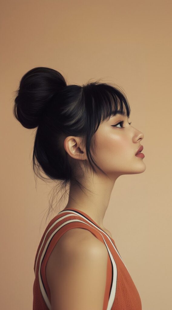 36 Top Basketball Hairstyles: Practical and Stylish Ideas for the Court 30 high voluminous bun with blunt bangs