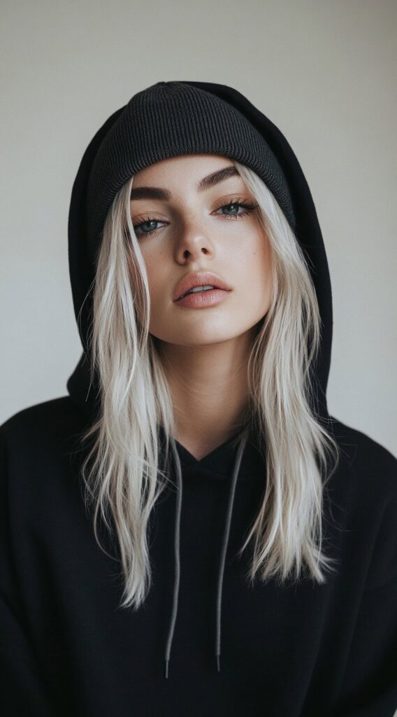 19 Hoodie Hairstyles to Try: Easy and Stylish Ideas for Every Hair Type 10 hooded loose waves with beanie