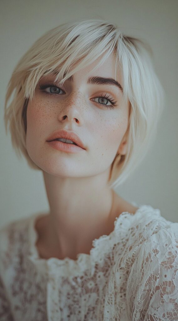 20 Volumizing Choppy Bob Hairstyles for Fine Hair 6 icy blonde bob with soft bangs