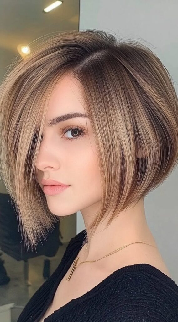 23 Stunning Hairstyles for Thin Fine Hair 12 inverted bob with highlights