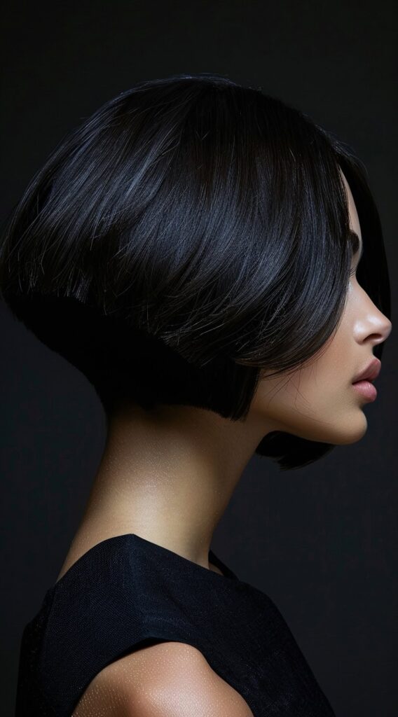 21 Stacked Bob Hairstyles for Fine Hair: Volume and Elegance 9 inverted sleek stacked bob