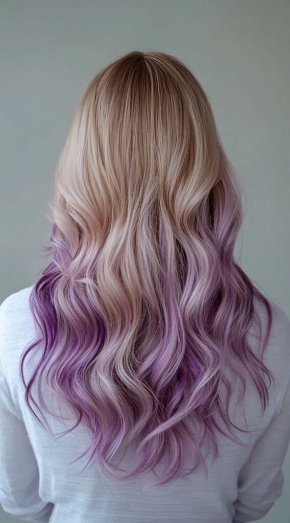23 Winter Highlights for Blondes: Gorgeous Color Ideas to Warm Up Your Look 22 lavender ombre on platinum blonde