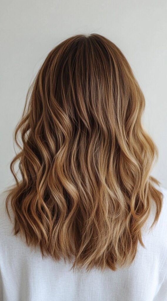 17 Honey Brown Balayage Ideas: Gorgeous Ideas for a Sun-Kissed Glow 8 layered honey brown balayage with natural waves